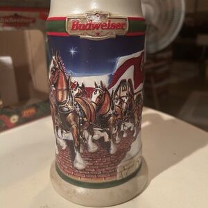 Budweiser Holiday Decor Stein with Red and Green Accents